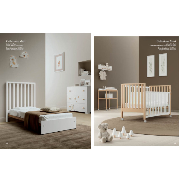 Erbesi Lettino Evolutivo Maxi con Kit materassi e Set Piumone e Paracolpi inclusi