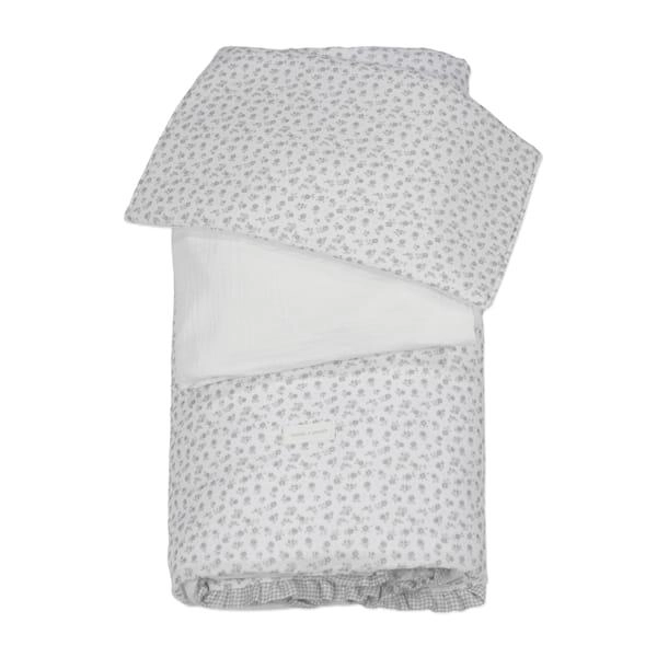 PASITO A PASITO Set Completo Piumone Per Lettino 120 Little Bloom Grigio