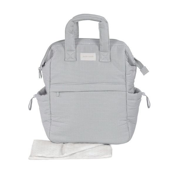 PASITO A PASITO Zaino Little Bloom Vichy Grigio
