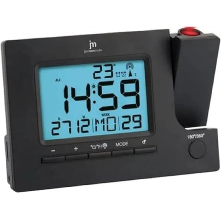 LOWELL  JD9715 Sveglia Digitale Radiocontrollata Justaminute Con Proiettore Nero