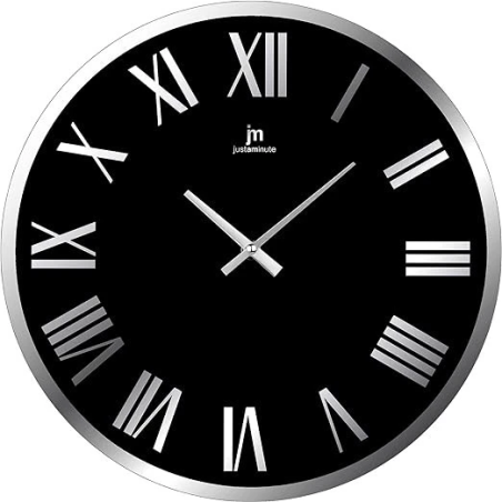 LOWELL  14895N Orologio Da Parete A Quarzo In Vetro Nero Numeri A Specchio