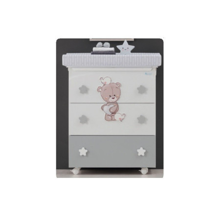 Cassettiera Fasciatoio Azzurra Design Love Me Bianco Grigio
