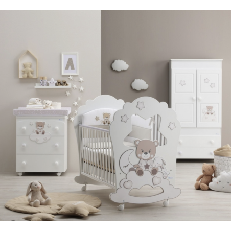 Set Azzurra Design Bonne Nuit Oblò Lettino + Cassettiera Fasciatoio + Completo Piumone