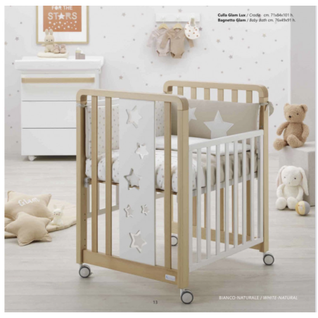 Azzurra Design Lettino Evolutivo Glam Stelle Uno X 9 Vari Colori con Tessile Glam Luce