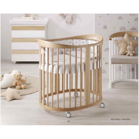 Lettino Evolutivo Azzurra Design Wave Naturale con Materasso e Set tessile Inclusi