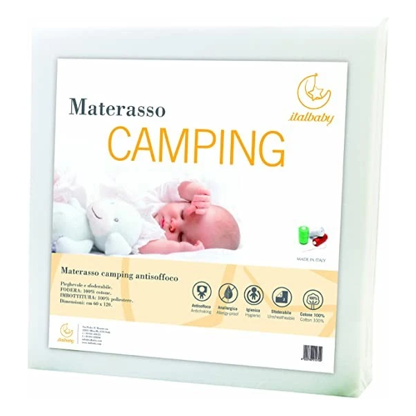 Materasso Pieghevole Italbaby Per Lettino Camping In Fibra Con Fodera In Cotone, Sfoderabile