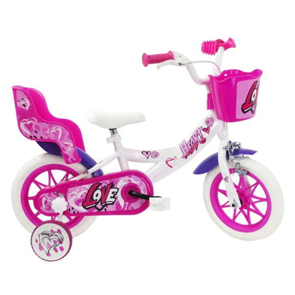 F.LLI SCHIANO Bicicletta 12" Heart Con Porta Bambola Bianca