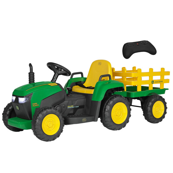 Peg Perego John Deere Farm Power Trattore Elettrico con Rimorchio