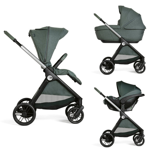 CHICCO Trio Bellagio 2  Gran Comfort 2026 con  Seggiolino Auto First-Seat Recline i-Size kit Antiabbandono in OMAGGIO